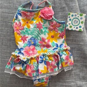 Little Me Colorful Floral Kids Swim One Piece